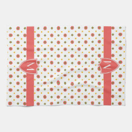Chic Monogram Red White Polka Dots Kitchen Towel Theedoek