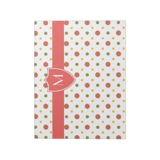 Chic Monogram Red, White Polkas Notitieblok of Jot (Linkerzijde)