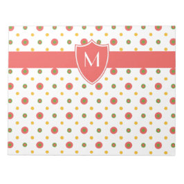 Chic Monogram Red, White Polkas Notitieblok of Jot
