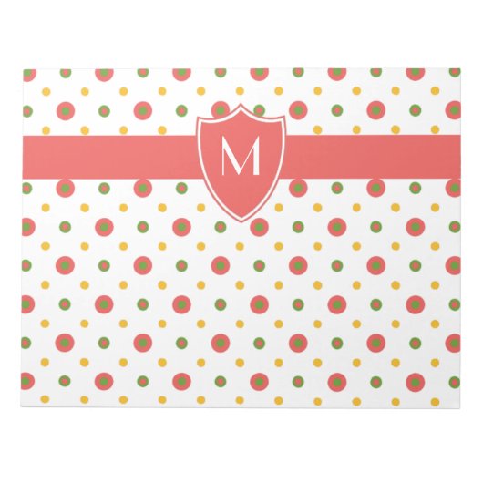 Chic Monogram Red, White Polkas Notitieblok of Jot (Voorkant)