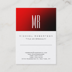 Chic Monogram Rode Witte Zakelijke Kaart Visitekaartje