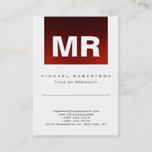 Chic Monogram Rode Witte Zakelijke Visitekaart Visitekaartje