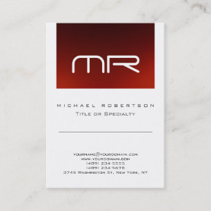 Chic Monogram Rode Witte Zakelijke Visitekaart Visitekaartje