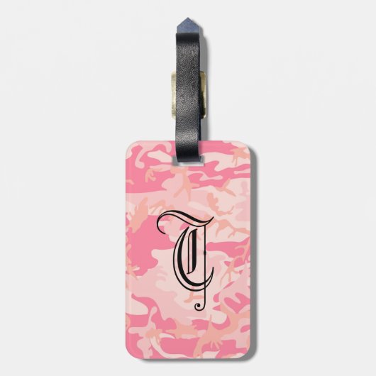 Chic Monogram Roze Camouflage Bagage Bagagelabel (Achterkant verticaal)