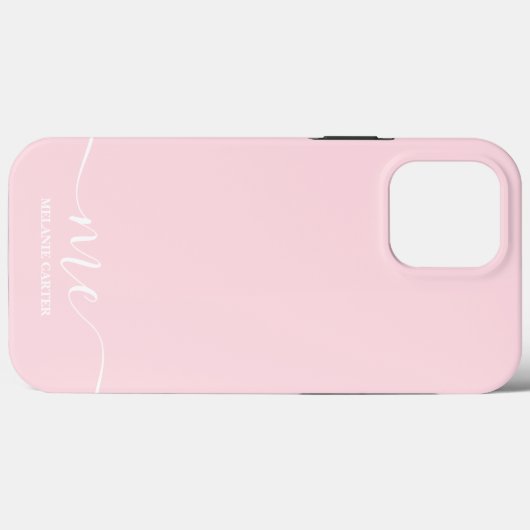 Chic Monogram Roze Elegante Vrouwelijke Minimalist Case-Mate iPhone Case (Achterkant (horizontaal))