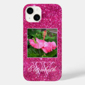 Chic Monogram roze Glitter Aangepaste Foto Case-Mate iPhone Case (Achterkant)