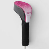Chic Monogram roze Glitter Ombre Voornaam Golfheadcover (Schuin)