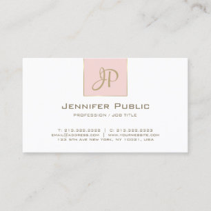 Chic Monogram Roze Goud Wit Schone Plain Trendy Visitekaartje