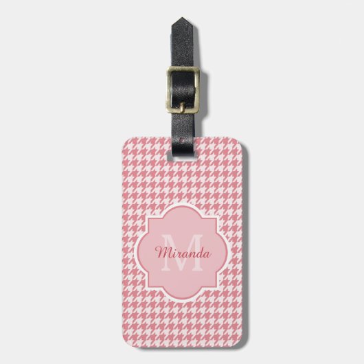 Chic Monogram roze sound-shooth met naam Bagagelabel (Voorkant verticaal)