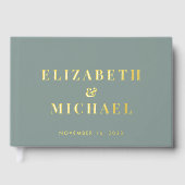 Chic Monogram Sage Green Wedding Gastenboek (Voorkant)