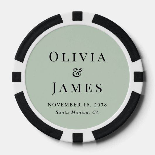 Chic Monogram Sage Green Wedding Poker Chips (Voorkant)