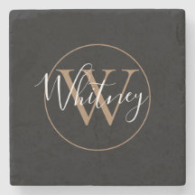 Chic monogram schrift naam zwart goud