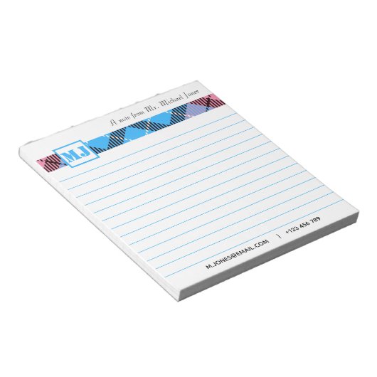 Chic Monogram scriptnaam spellen professionele gel Notitieblok (Schuin)