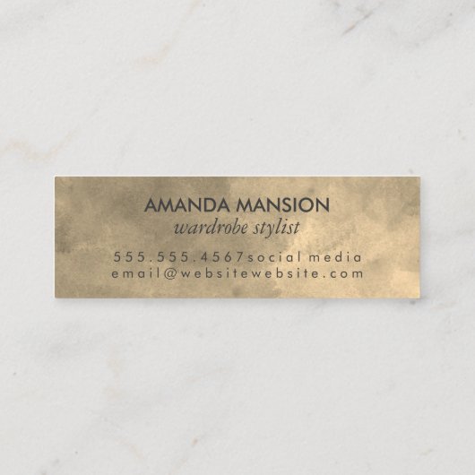 Chic Monogram Sepia Achtergrond Mini Visitekaartje (Achterkant)