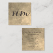 Chic Monogram Sepia Achtergrond Vierkante Visitekaartje (Voorkant / Achterkant)
