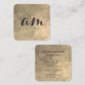Chic Monogram Sepia Achtergrond Vierkante Visitekaartje (Voorkant / Achterkant)