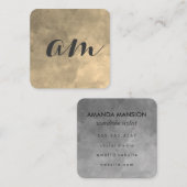 Chic Monogram Sepia Gray Achtergrond Vierkante Visitekaartje (Voorkant / Achterkant)