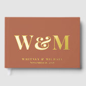Chic Monogram Terracotta Trouwboek Gastenboek (Voorkant)