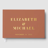 Chic Monogram Terracotta Trouwboek Gastenboek (Voorkant)