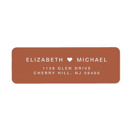 Chic Monogram Terracotta Wedding Retour Adres Etiket (Voorkant)