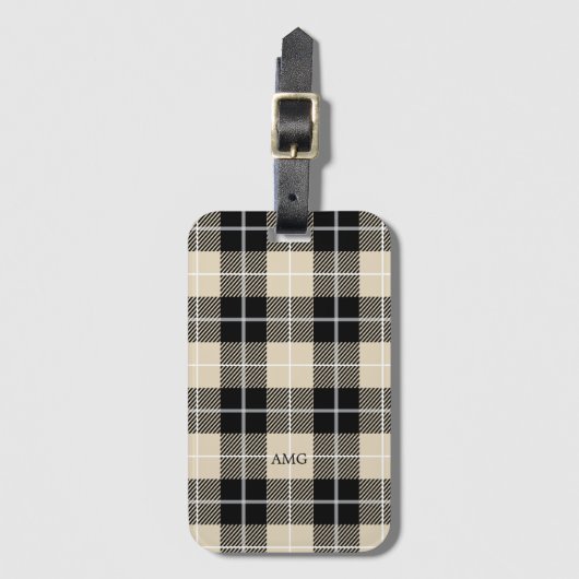 Chic Monogram Thompson Camel Pset Pattern Bagagelabel (Voorkant (verticaal))