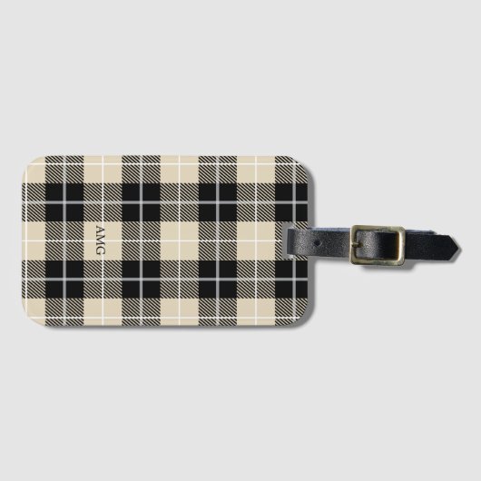 Chic Monogram Thompson Camel Pset Pattern Bagagelabel (Voorkant (horizontaal))