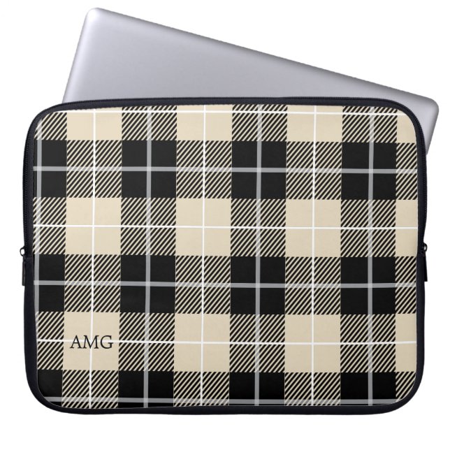 Chic Monogram Thompson Camel Pset Pattern Laptop Sleeve (Voorkant)