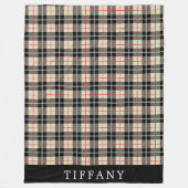 Chic Monogram Thompson Camel Tartan Patroon Fleece Deken (Voorkant)
