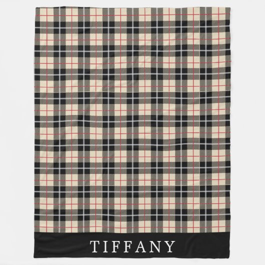 Chic Monogram Thompson Camel Tartan Patroon Fleece Deken (Voorkant)
