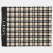 Chic Monogram Thompson Camel Tartan Patroon Fleece Deken (Voorkant (Horizontaal))