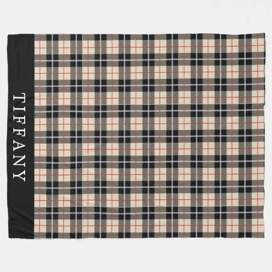 Chic Monogram Thompson Camel Tartan Patroon Fleece Deken (Voorkant (Horizontaal))