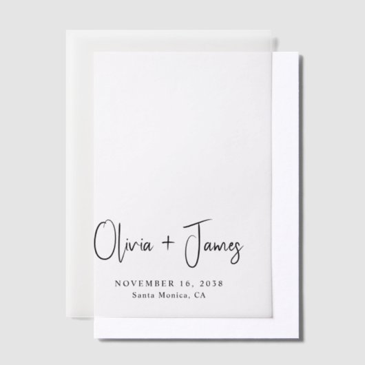 Chic Monogram Trouwbedekking Vellum Uitnodigingen (Offset)