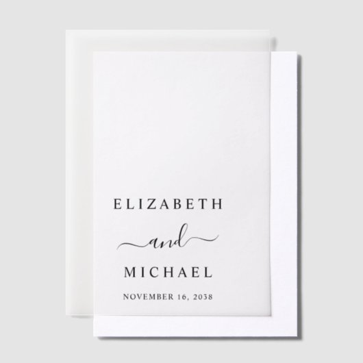 Chic Monogram Trouwbedekking Vellum Uitnodigingen (Offset)