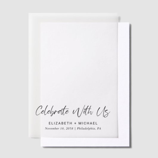 Chic Monogram Trouwbedekking Vellum Uitnodigingen (Offset)