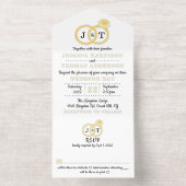 Chic Monogram Trouwringen Real Folie geperst All In One Uitnodiging (Binnenkant)