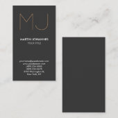 Chic Monogram - Verticaal elegant grijs Visitekaar Visitekaartje (Voorkant / Achterkant)