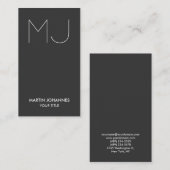 Chic Monogram - Verticaal elegant grijs Visitekaar Visitekaartje (Voorkant / Achterkant)