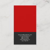 Chic Monogram - Verticaal rood grijs Visitekaartje (Achterkant)