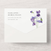  Chic Monogram Violet Floral Bunch Wedding All In One Uitnodiging (Achterkant)
