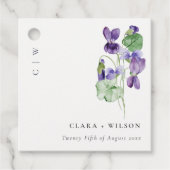 Chic Monogram Violet Floral Bunch Wedding Bedankjes Labels (Voorkant)