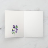  Chic Monogram Violet Floral Bunch Wedding Bedankkaart (Binnen)