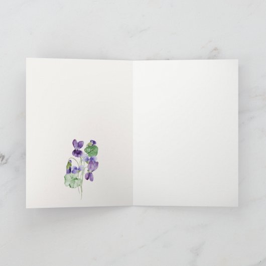  Chic Monogram Violet Floral Bunch Wedding Bedankkaart (Binnen)