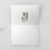  Chic Monogram Violet Floral Bunch Wedding Bedankkaart (Binnen)