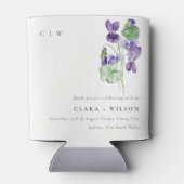  Chic Monogram Violet Floral Bunch Wedding Blikjeskoeler (Achterkant)