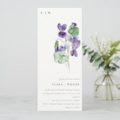 Chic Monogram Violet Floral Bunch Wedding Kaart (Staand voorkant)