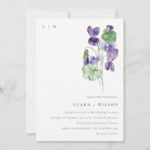 Chic Monogram Violet Floral Bunch Wedding Kaart (Voorkant)