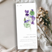  Chic Monogram Violet Floral Bunch Wedding Kaart