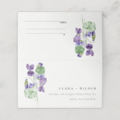 Chic Monogram Violet Floral Bunch Wedding Plaatskaartje (Buitenkant ongevouwen)