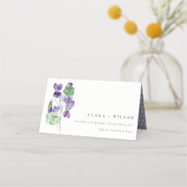 Chic Monogram Violet Floral Bunch Wedding Plaatskaartje