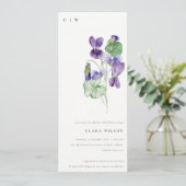 Chic Monogram Violet Floral Vrijgezellenfeest Kaart (Staand voorkant)